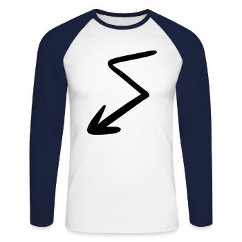 Arrow drawing sketch black - Unisex Long Sleeve Baseball T-Shirt - white/navy - Front - Nik (191cm)