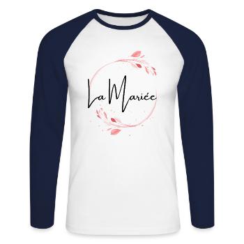 La mariée floral - T-shirt baseball manches longues Homme - blanc/marine - Devant - Nik (191cm)