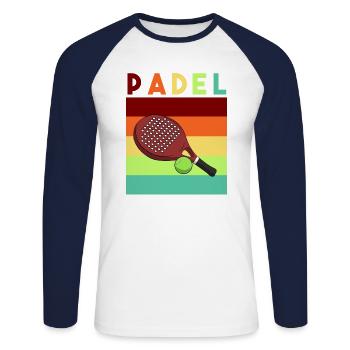Padel Paddel Schläger Tennis Sport I Geschenk - Unisex Baseballshirt langarm - Weiß/Navy - Vorne - Nik (191cm)