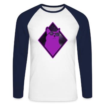 Cat Galaxy pink - Unisex Long Sleeve Baseball T-Shirt - white/navy - Front - Nik (191cm)