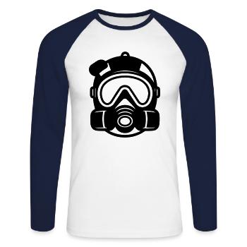 Masque a gaz - T-shirt baseball manches longues Homme - blanc/marine - Devant - Nik (191cm)