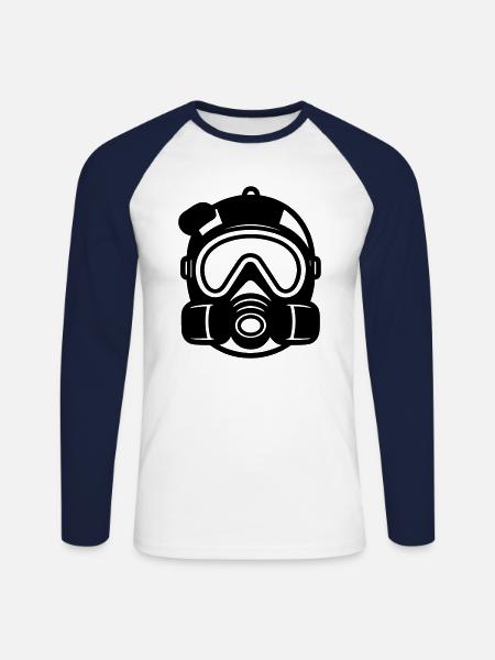 Gas Mask - Unisex Long Sleeve Baseball T-Shirt - white/navy