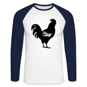 Poule - T-shirt baseball manches longues Homme - blanc/marine - Devant - Nik (191cm)
