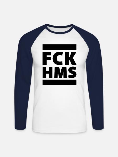 FCK HMS solidarité contre l’antisémitisme - T-shirt baseball manches longues Homme - blanc/marine