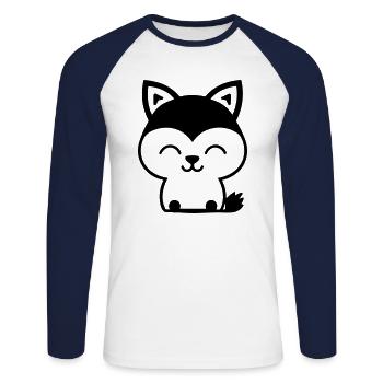 Fox - Unisex Long Sleeve Baseball T-Shirt - white/navy - Front - Nik (191cm)