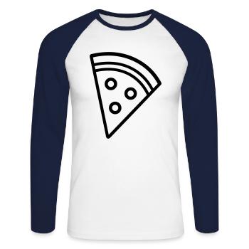 part de pizza - T-shirt baseball manches longues Homme - blanc/marine - Devant - Nik (191cm)