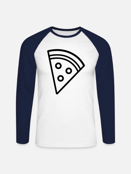 Pizza slice - Unisex Long Sleeve Baseball T-Shirt - white/navy