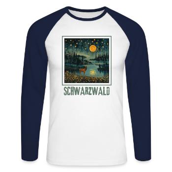 Black Forest Trekking Hiking - Unisex Long Sleeve Baseball T-Shirt - white/navy - Front - Nik (191cm)