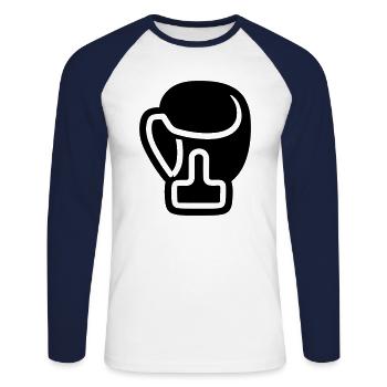 gant de boxe - T-shirt baseball manches longues Homme - blanc/marine - Devant - Nik (191cm)
