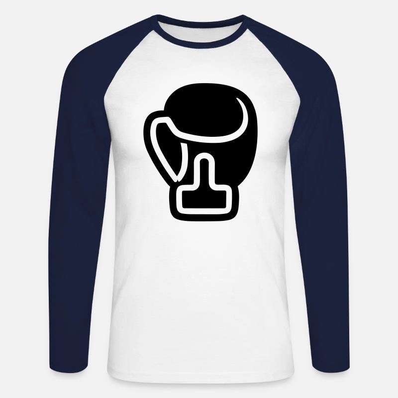 Boxhandschuh - Unisex Baseballshirt langarm - Weiß/Navy