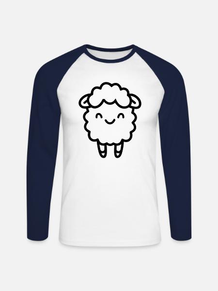 sheep - Unisex Long Sleeve Baseball T-Shirt - white/navy