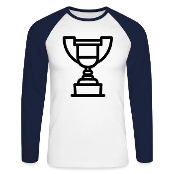 trophée - T-shirt baseball manches longues Homme - blanc/marine - Devant - Nik (191cm)