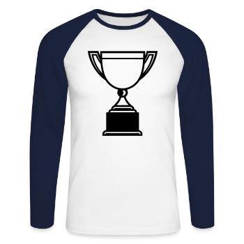 trophée - T-shirt baseball manches longues Homme - blanc/marine - Devant - Nik (191cm)