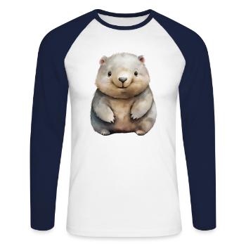 Wombat Classe Classe Animal Wombat - T-shirt baseball manches longues Homme - blanc/marine - Devant - Nik (191cm)
