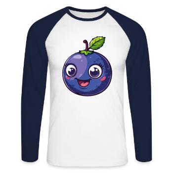 Bande dessinée Myrtille sucrée - T-shirt baseball manches longues Homme - blanc/marine - Devant - Nik (191cm)