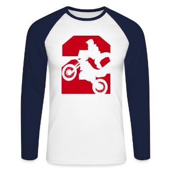 Moto 2 Biker - Unisex Baseballshirt langarm - Weiß/Navy - Vorne - Nik (191cm)