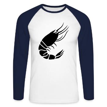 Crevette - T-shirt baseball manches longues Homme - blanc/marine - Devant - Nik (191cm)