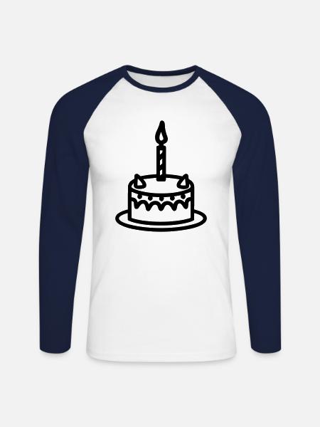 Birthday cake - Unisex Long Sleeve Baseball T-Shirt - white/navy