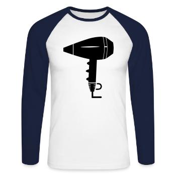 Seche cheveux - T-shirt baseball manches longues Homme - blanc/marine - Devant - Nik (191cm)