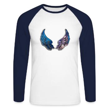 Conception d'ailes de galaxie - T-shirt baseball manches longues Homme - blanc/marine - Devant - Nik (191cm)