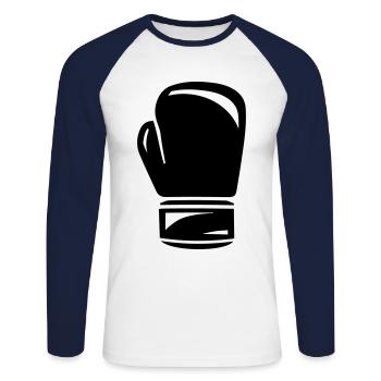 gant de boxe - T-shirt baseball manches longues Homme - blanc/marine - Devant - Nik (191cm)