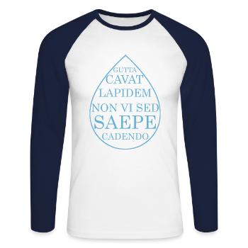 steter tropfen höhlt den stein latein im tropfen - Unisex Baseballshirt langarm - Weiß/Navy - Vorne - Nik (191cm)