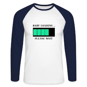 Baby loading please wait pregnant funny gift - Unisex Long Sleeve Baseball T-Shirt - white/navy - Front - Nik (191cm)