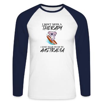 Australia cute koala funny surfing gift idea - Unisex Long Sleeve Baseball T-Shirt - white/navy - Front - Nik (191cm)