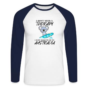 Australia Koala funny gift idea sweet surfing - Unisex Long Sleeve Baseball T-Shirt - white/navy - Front - Nik (191cm)