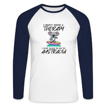 Australia Koala Cute Gift Idea Surfing - Unisex Long Sleeve Baseball T-Shirt - white/navy - Front - Nik (191cm)