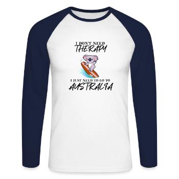 Australia Cute Koala Gift Idea Surfing Funny - Unisex Long Sleeve Baseball T-Shirt - white/navy - Front - Nik (191cm)