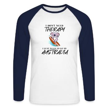 Australien Geschenkidee Koala lustig Surfen süß - Unisex Baseballshirt langarm - Weiß/Navy - Vorne - Nik (191cm)