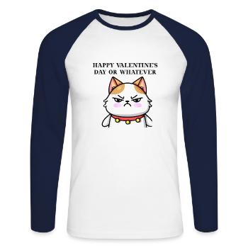 Annoyed Cat Funny Valentine's Day Gift Idea - Unisex Long Sleeve Baseball T-Shirt - white/navy - Front - Nik (191cm)