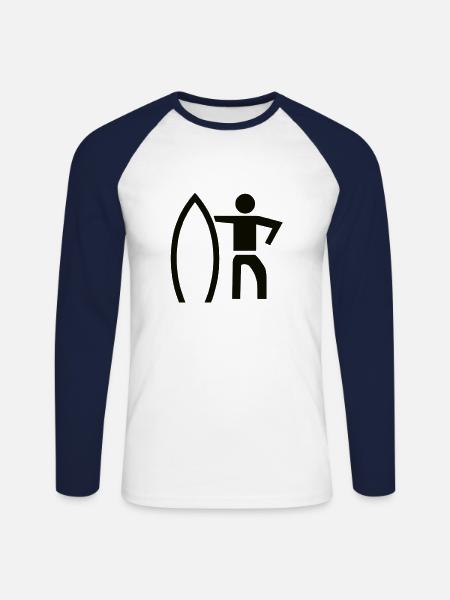 Surfer Geschenkidee surf surfen - Unisex Baseballshirt langarm - Weiß/Navy