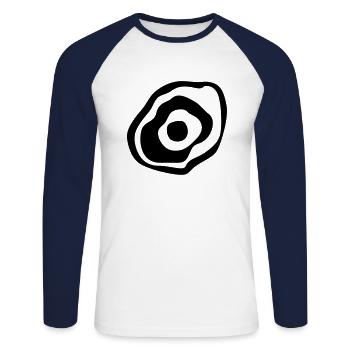 cible target ziel objetivo16 obiettivo1 - T-shirt baseball manches longues Homme - blanc/marine - Devant - Nik (191cm)