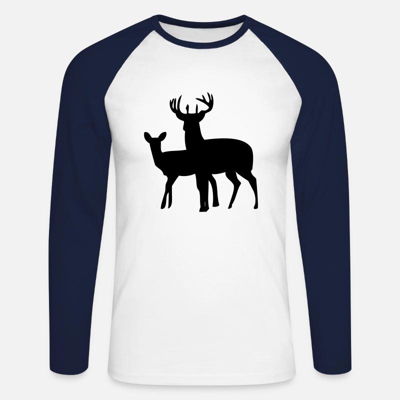 rehe - Unisex Baseballshirt langarm - Weiß/Navy
