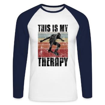 This is My therapy Skateboard Skateboarder Skate - Unisex Long Sleeve Baseball T-Shirt - white/navy - Front - Nik (191cm)
