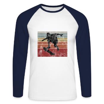 This is My therapy Skateboard Skateboarder Skate - Unisex Long Sleeve Baseball T-Shirt - white/navy - Front - Nik (191cm)