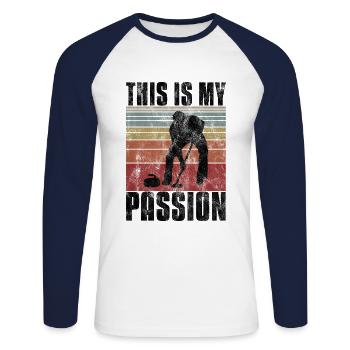 Curling is my Passion Curler Eisstockschießen - Unisex Long Sleeve Baseball T-Shirt - white/navy - Front - Nik (191cm)