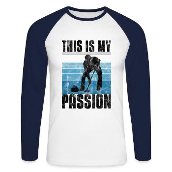 Curling is my Passion Curler Eisstockschießen - Unisex Long Sleeve Baseball T-Shirt - white/navy - Front - Nik (191cm)