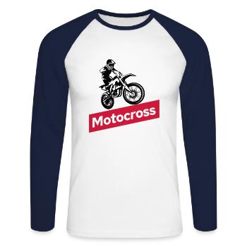 motocross dirt bike - Unisex Baseballshirt langarm - Weiß/Navy - Vorne - Nik (191cm)