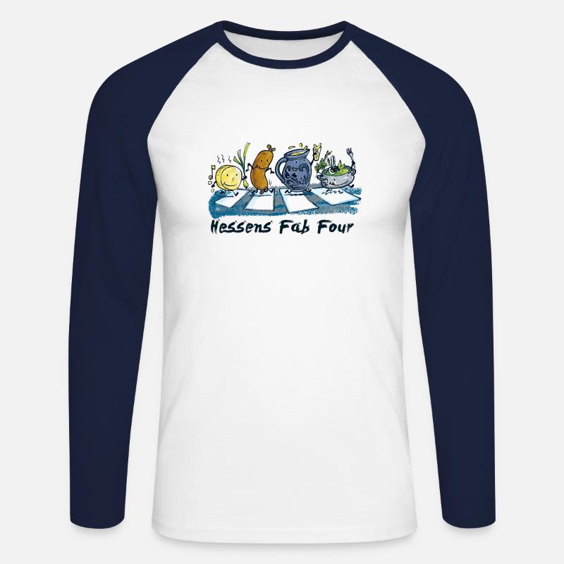 Hessens Fab Four - Unisex Baseballshirt langarm - Weiß/Navy