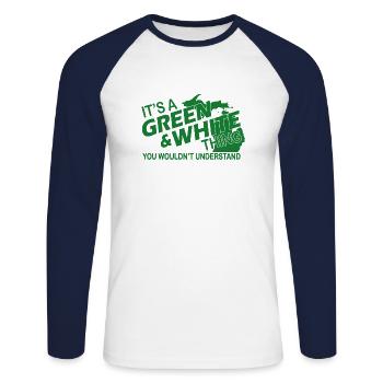 IT'S A GREEN & WHITE THING YOU WOUDL'T UNDERSTAND - Unisex Long Sleeve Baseball T-Shirt - white/navy - Front - Nik (191cm)