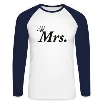 Couronne de mariage Mrs. Design - T-shirt baseball manches longues Homme - blanc/marine - Devant - Nik (191cm)