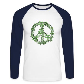 Peace - Unisex Baseballshirt langarm - Weiß/Navy - Vorne - Nik (191cm)