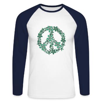 Peace - Unisex Baseballshirt langarm - Weiß/Navy - Vorne - Nik (191cm)