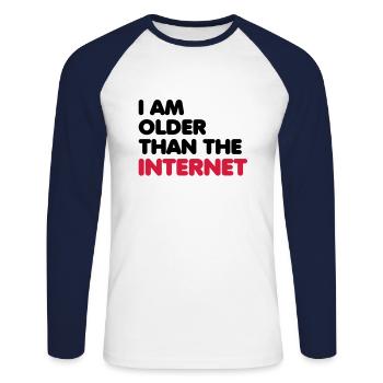 I am older than the internet - Unisex Long Sleeve Baseball T-Shirt - white/navy - Front - Nik (191cm)