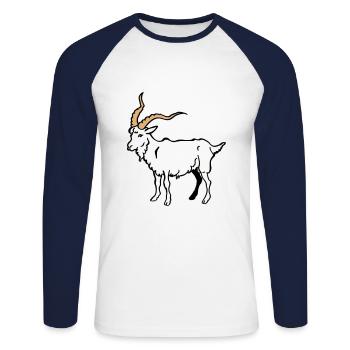 Ziegenbock - Unisex Baseballshirt langarm - Weiß/Navy - Vorne - Nik (191cm)