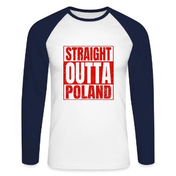 STRAIGHT OUTTA POLAND polonais Patrie fière Pologne - T-shirt baseball manches longues Homme - blanc/marine - Devant - Nik (191cm)