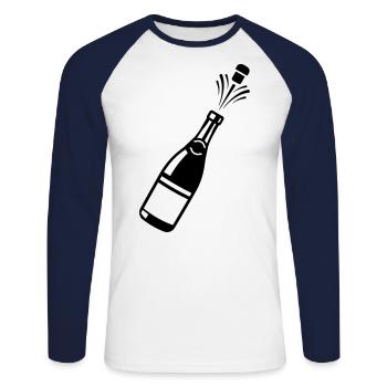 bottle - Unisex Long Sleeve Baseball T-Shirt - white/navy - Front - Nik (191cm)